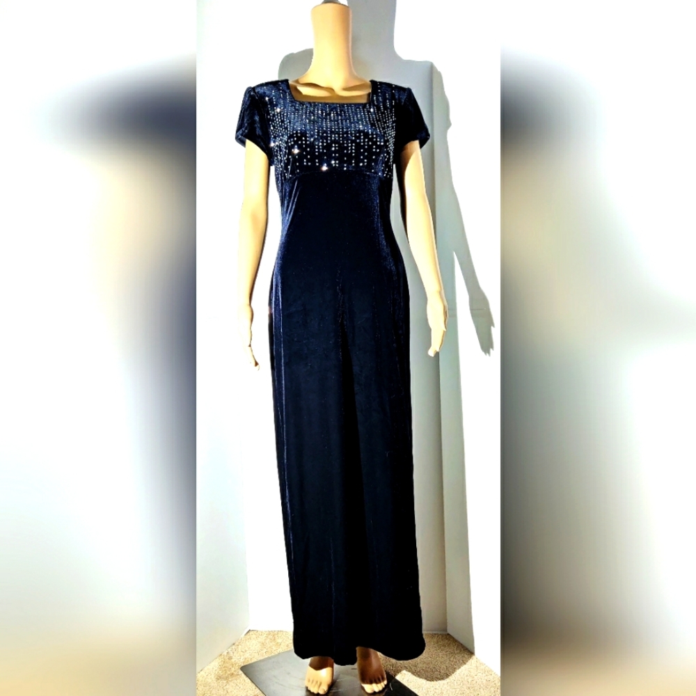 Rhapsody Black Velvet Maxi Dress Size 8
